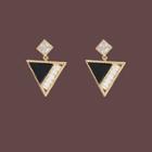Triangle Rhinestone Alloy Earring 1 Pair - Silver Needle - Black - One Size