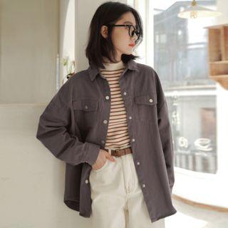Plain Denim Shirt Gray - One Size