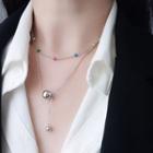 Bead Layered Stainless Steel Necklace Silver - One Size