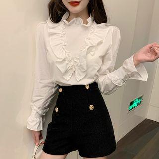 Bell-sleeve Ruffle Trim Blouse / Shorts