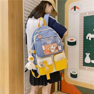 Color Block Pvc Panel Nylon Backpack