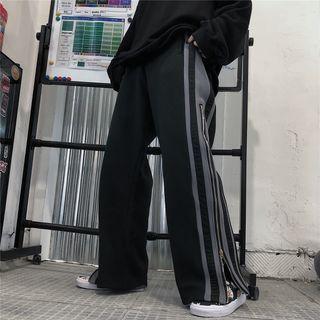 Color Panel Zip Wide-leg Pants