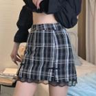 Plaid Panel Lace Skirt