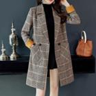 Two-tone Plaid Double-breasted Coat