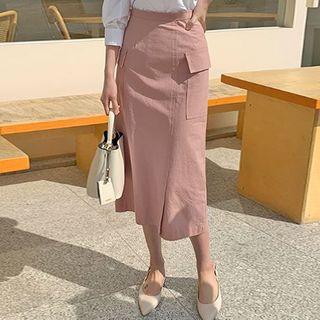 Flat-pocket Slit-front Skirt