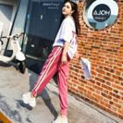 Set: Floral Short-sleeve T-shirt + Sweatpants