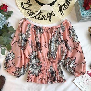 Long-sleeve Chiffon Peplum Top