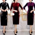 Traditional Chinese 3/4-sleeve Velvet Dress