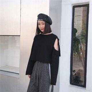Shoulder-details Cropped Pullover