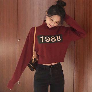 Mock-neck Cropped Sweater As Shown In Figure - One Size