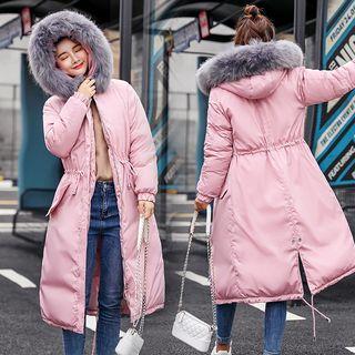 Furry Hood Midi Padded Coat