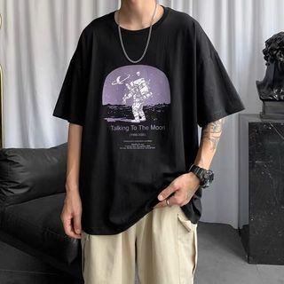 Spaceman Print Short-sleeve Top