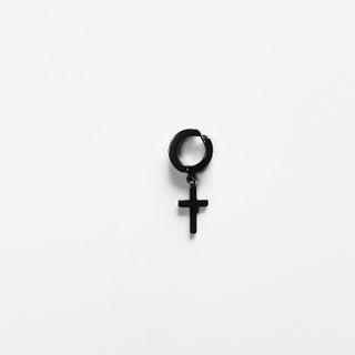 Cross Clip-on Earring 1 Pc - Black - One Size