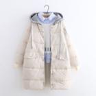 Buttoned Hooded Padded Coat