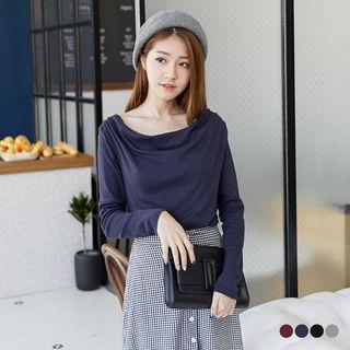 Long Sleeve Draped Neck Top