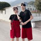 Couple Matching Short-sleeve Embroidered T-shirt / Shorts / Jumper Shorts / Set