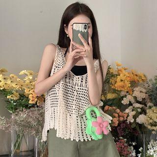 Crochet Lace Tank Top Almond - One Size