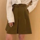 Notch Lapel Blouse / High-waist Dress Shorts