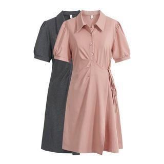 Short-sleeve Wrap Polo Dress