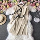 V-neck A-line Knitted Dress