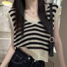 Striped Sweater Vest Stripes - Almond - One Size