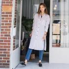 Pocket-front Pinstripe Midi Shirtdress