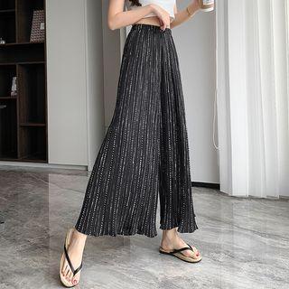 Accordion Pleat Chiffon Wide Leg Pants