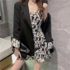 Spaghetti Strap Print Mini Bodycon Dress / Blazer