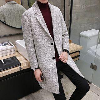 Long Notch Lapel Woolen Coat