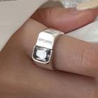 Rhinestone Lettering Ring 1 Pc - Rhinestone Lettering Ring - Silver - One Size