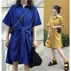 Tie-waist Short-sleeve Shirt Dress