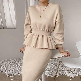 Peplum Top & Matching Skirt Knit Set
