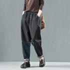 Two-tone Baggy Jeans Black - One Size