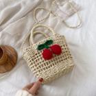 Cherry Drawstring Woven Crossbody Bag