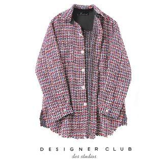 Tweed Rhinestone Buttoned Jacket