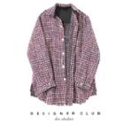 Tweed Rhinestone Buttoned Jacket
