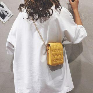 Heart Faux Leather Flap Crossbody Bag