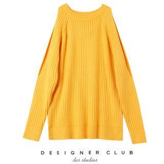 Cold-shoulder Rib Knit Sweater