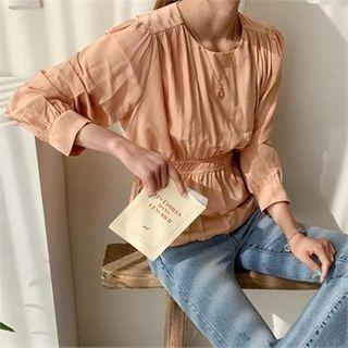 Shirred-trim Gathered-waist Top