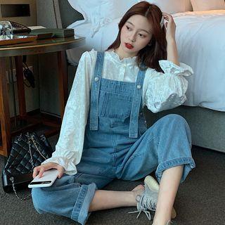 Set : Long-sleeve Shirt + Denim Overalls