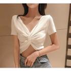Short Sleeve Twisted Front Cropped Top