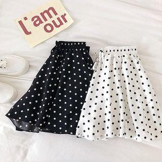 Polka Dot Lace-up Chiffon Skort