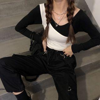 Mock Two-piece T-shirt / Harem Cargo Pants