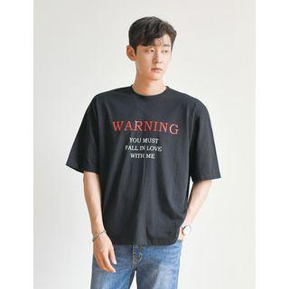 Warning Print Boxy T-shirt