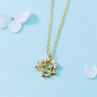 Alloy Rhinestone Flower Pendant Necklace Plum Blossom - One Size