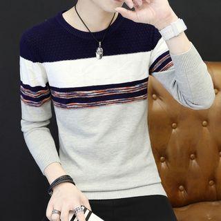 Colour Block Long-sleeve Knit Sweater