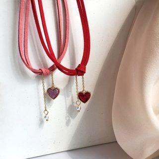 Heart Pendant Fabric Necklace