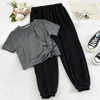 Set: Knot Short-sleeve T-shirt + Harem Pants