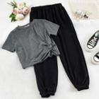 Set: Knot Short-sleeve T-shirt + Harem Pants