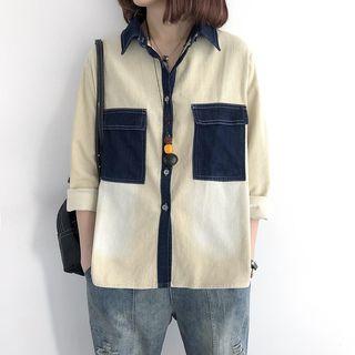 Denim Panel Corduroy Shirt